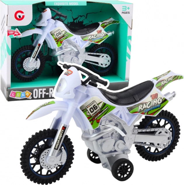 Motorcrossový bílý off-road se světelnými a zvukovými efekty