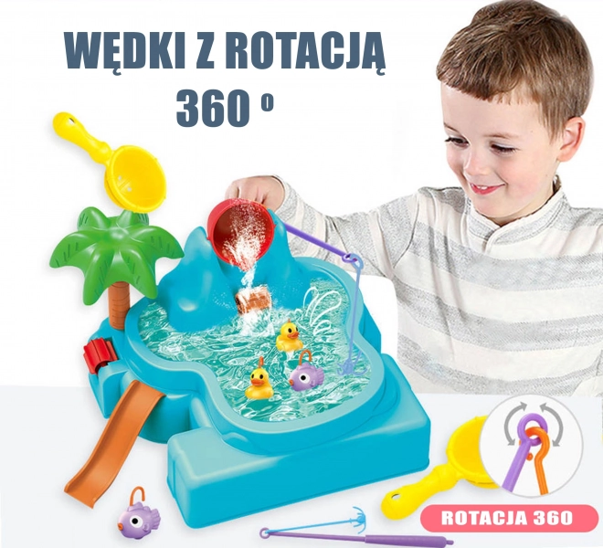 Vodní stolek 2v1 Hra na rybaření s vodopádem WOOPIE
