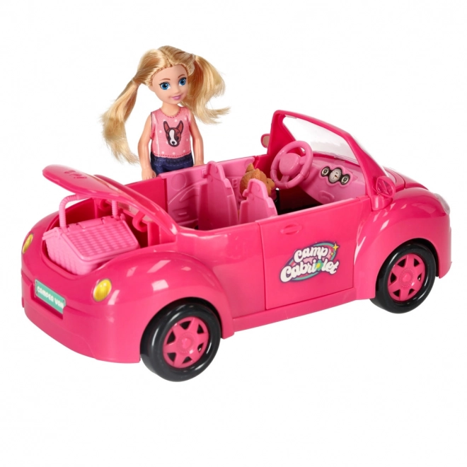Auto pro panenky kabriolet štěňátko pikniková sada růžová 4 el.