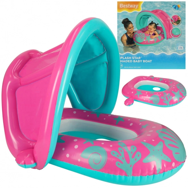 BESTWAY 34091 Dětský nafukovací člun se sedátkem a stříškou růžový 1-2 roky 18 kg