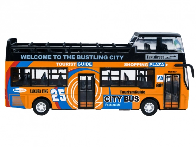 Kovový patrový autobus s otevíracími dveřmi – Žlutá