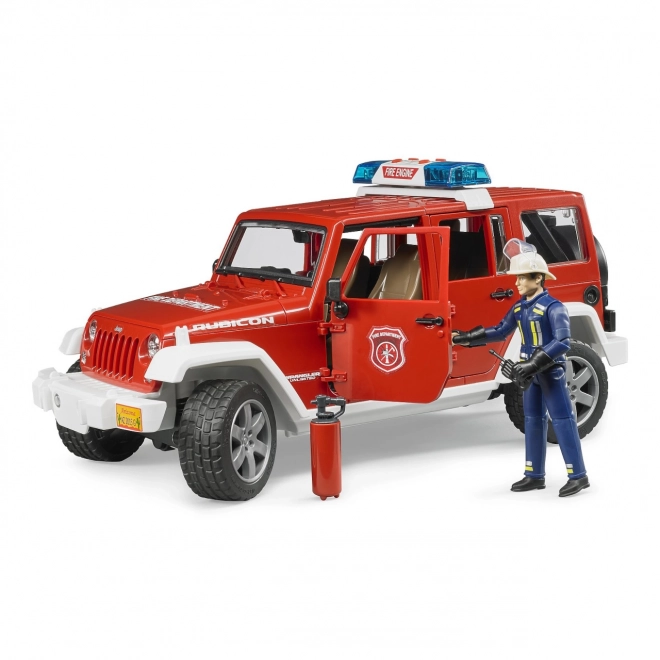 Červený požární Jeep Wrangler s figurkou a příslušenstvím