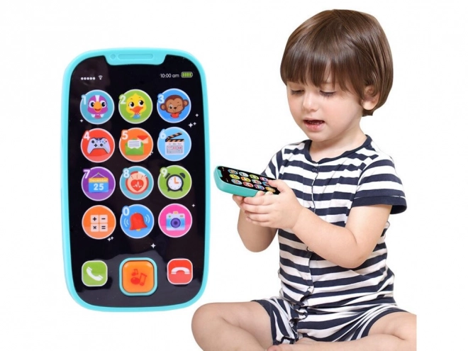 Interaktivní chytrý telefon pro děti modrý s efekty – Modrá