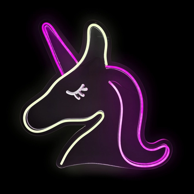 Led neon lampička jednorožec růžovo-bílý