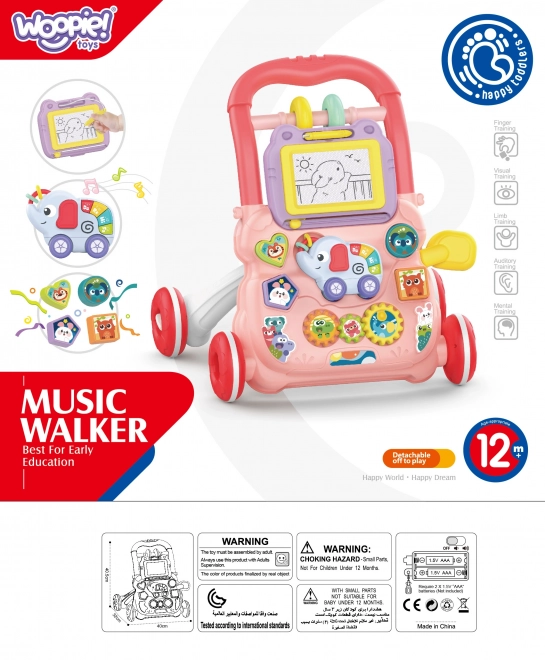 Interaktivní chodítko Woopie Baby s hudbou a mazací deskou