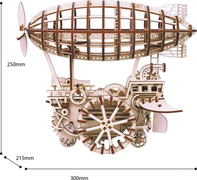 Dřevěné mechanické puzzle steampunk vzducholoď