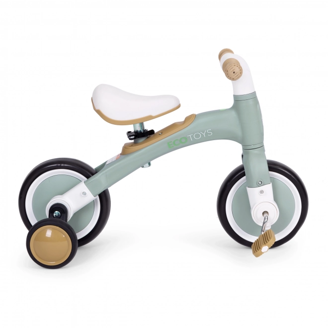 Balanční kolo s pedály - tréninková postranní kolečka 3v1 ECOTOYS – Zelené