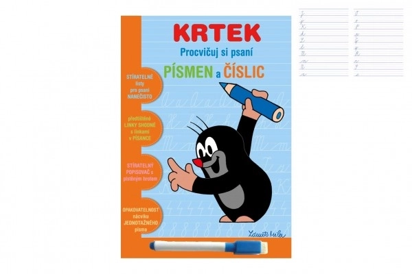 Stíratelný sešit Krtek 2 - Procvičuj si psaní písmen a číslic