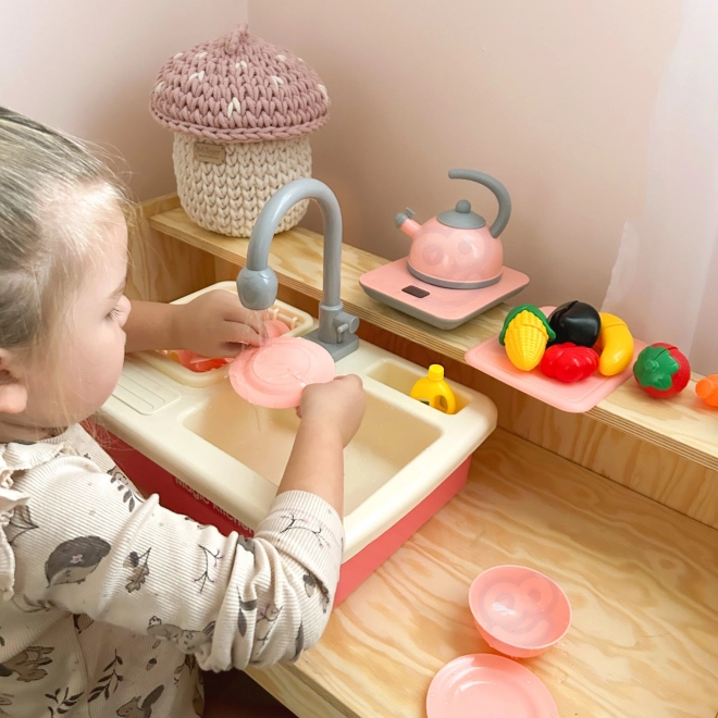 Dřez pro děti s tekoucí vodou - růžový