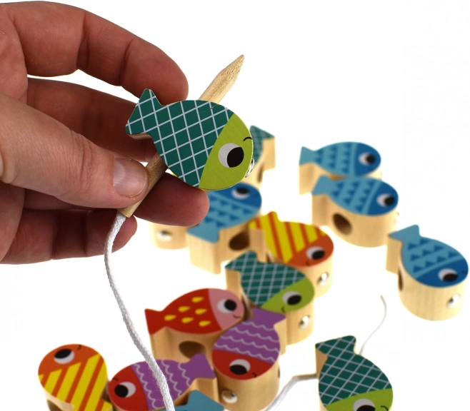 Tooky Toy Dřevěná Hra Velryba a Rybičky Multifunkční 4 v 1
