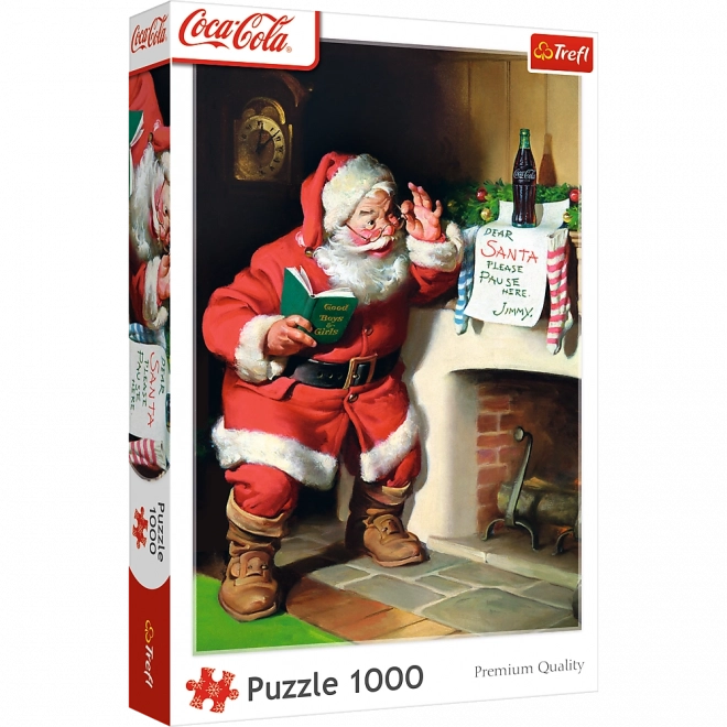 Puzzle 1000 dílků Coca‑Cola vánoční – Santa u krbu