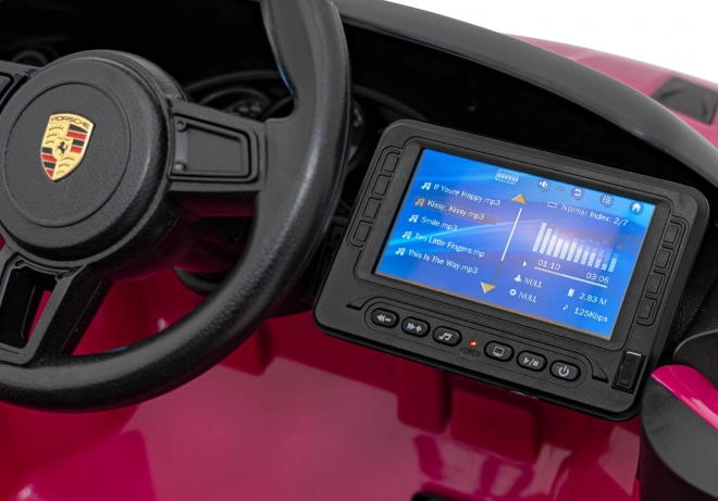 Elektrické autíčko Porsche 718 s MP4 audio panelem – Růžové