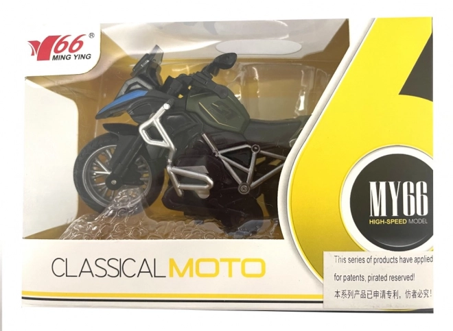 Závodní motorka s pružinovým pohonem