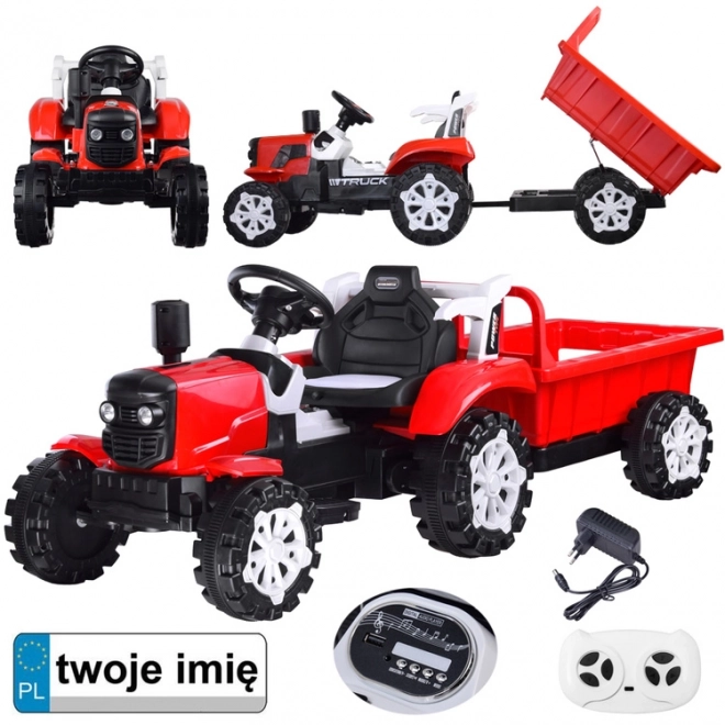 Traktor s přívěsem na baterii – Červená