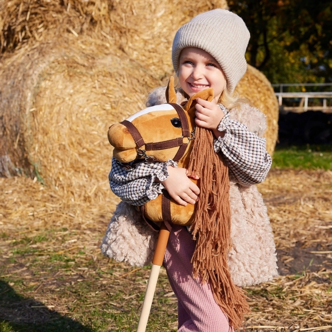Dřevěný kůň na tyči Hobby Horse HOPPIHORSE Kaštanová hnědá
