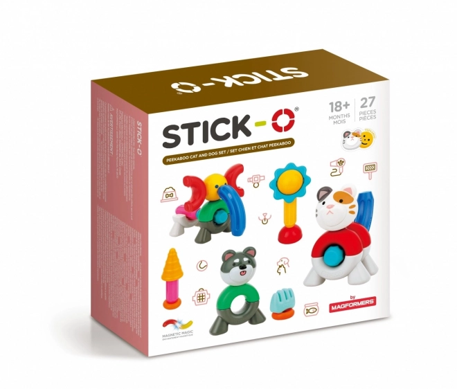 Stick-o magnetické cihly Kočka a pes sada 27 kusů