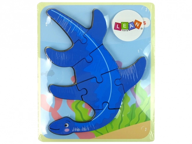 Dřevěné puzzle Dinosaurus Pterodaktyl Růžová Pliosaurus Modrá
