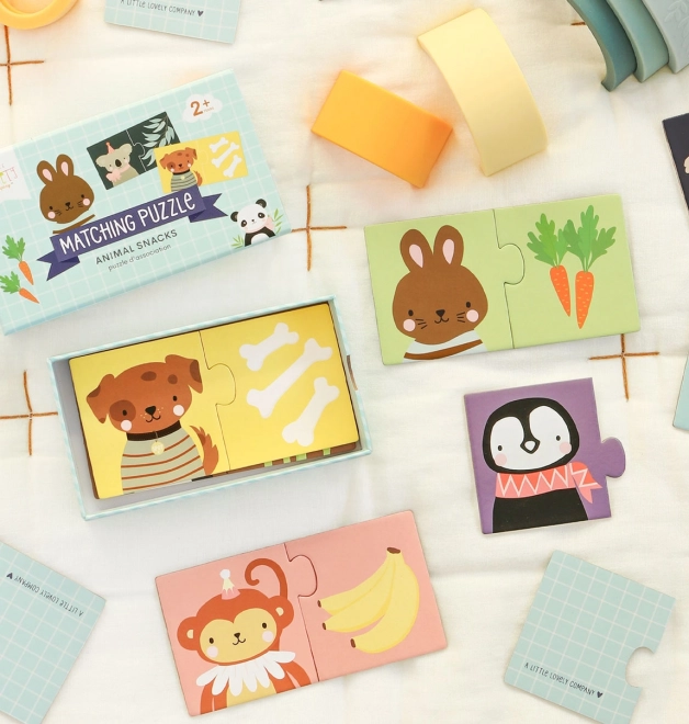 A Little Lovely Company - Přiřazovací Puzzle - Pochoutky pro Zvířátka