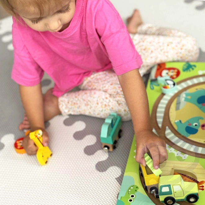 Dřevěná vláčková dráha ZOO s magnetickými vagónky od Tooky Toy