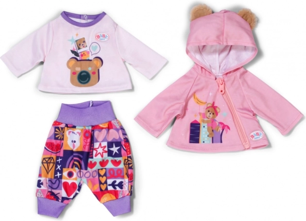 baby born oblečení pro novorozence 43 cm – růžová mikina, tričko a patchwork kalhoty