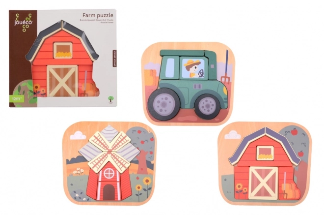 Dřevěné puzzle Farma Jouéco