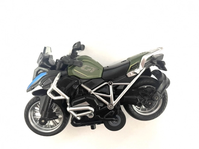 Závodní motorka s pružinovým pohonem