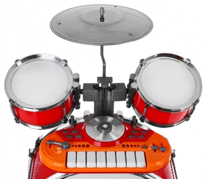 Hudební sada Percussion + Keyboard + Mikrofon + Zvuky a světla – Červená