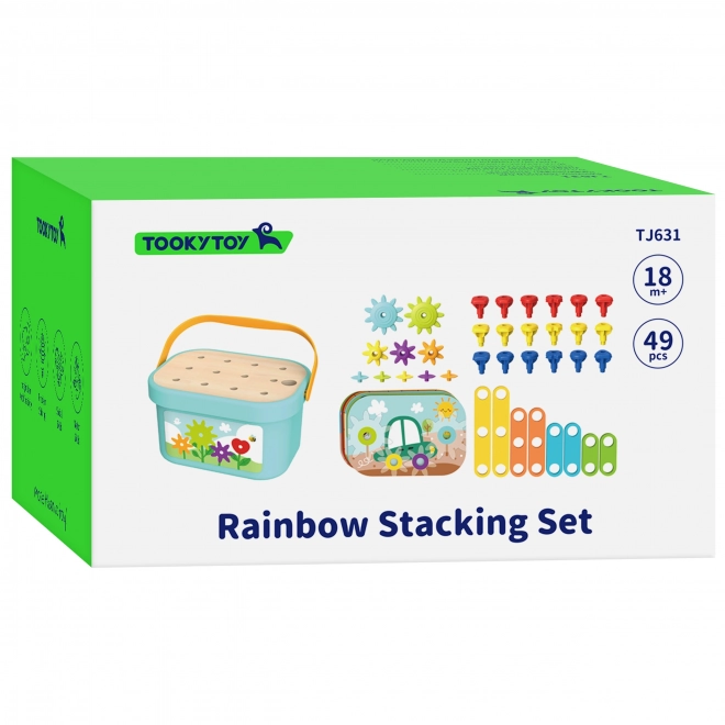 Montessori úložný box s kolíky a návlékačkou Tooky Toy