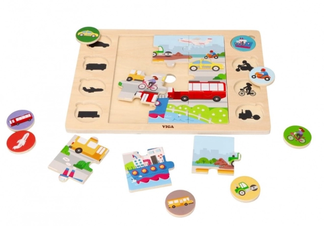 Puzzle 2v1 Vozidla - skládačka a hra Najdi stín