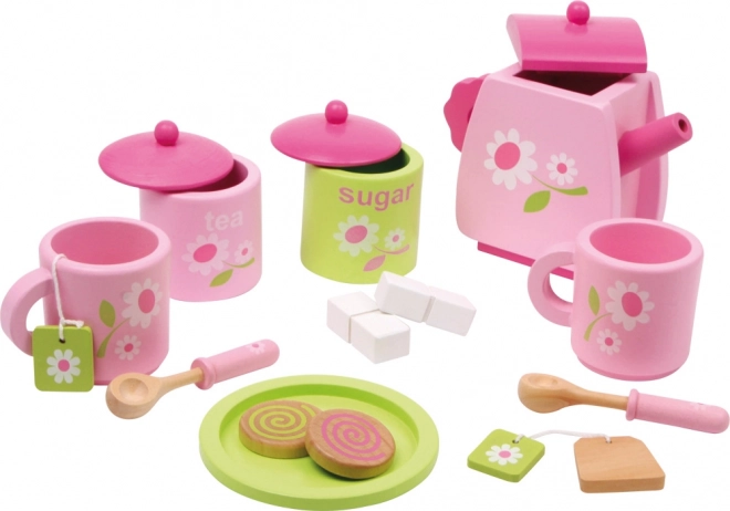 Dřevěný čajový set Rose
