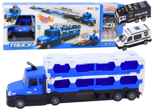 Lora Lorry Závodiště 2v1 Světla Zvuky Zvuky Značky Auta Modrá