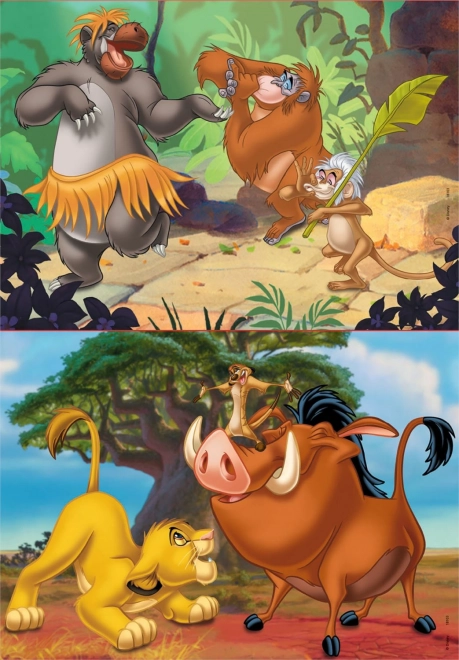 Puzzle Lví král a Kniha džunglí 2 x 20 dílků