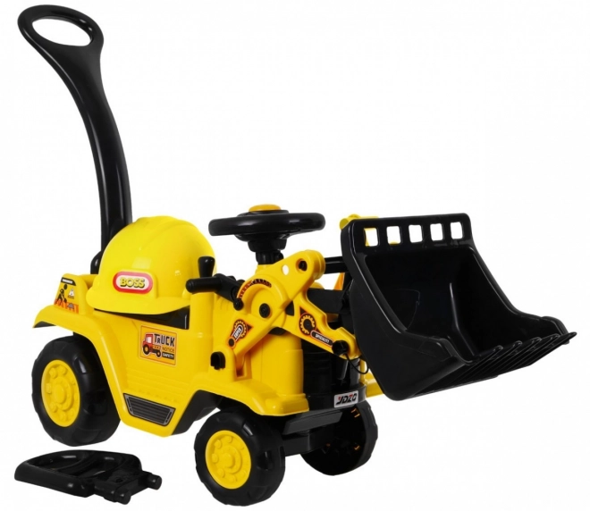Dětský šlapací buldozer s helmou