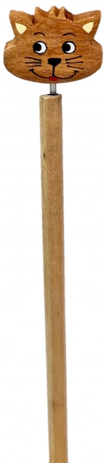 Dřevěná tužka s hlavou kočky