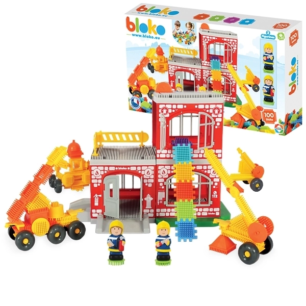 Kreativní stavebnice Pin Bricks Hasičská stanice 100 ks + 2 figurky