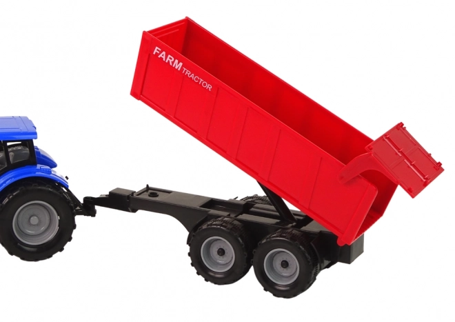 Interaktivní traktor s přívěsem - modrý