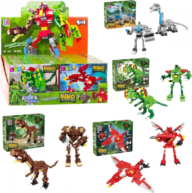 Stavebnice dinosaurus a robot 2v1, 50–70 dílků, mix modelů