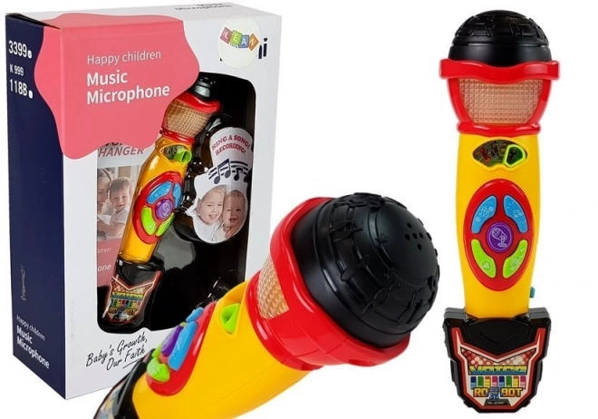 Žlutý a černý karaoke mikrofon pro nahrávání písní