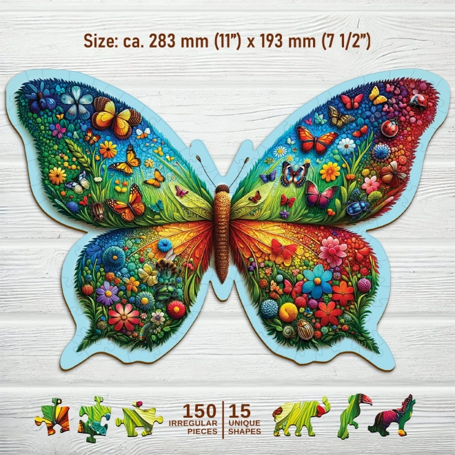 Dřevěné puzzle Barevný motýl 150 dílků