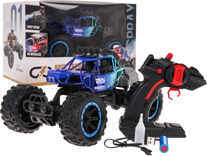 RC crawler REAL ROCK s funkcí kouře 1:16 – Modrá