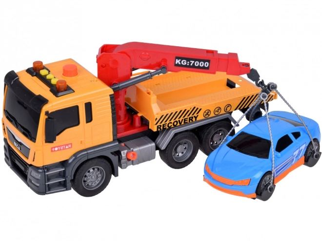 Hračka auto s odtahovým vozem se světlem a zvukem SUPER pohyblivý HDS jeřáb