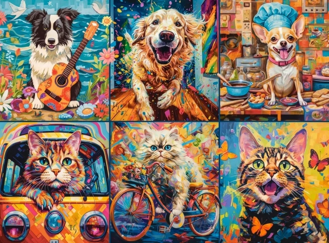 Puzzle 2000 dílků štěňata, koťata a domácí zvířata