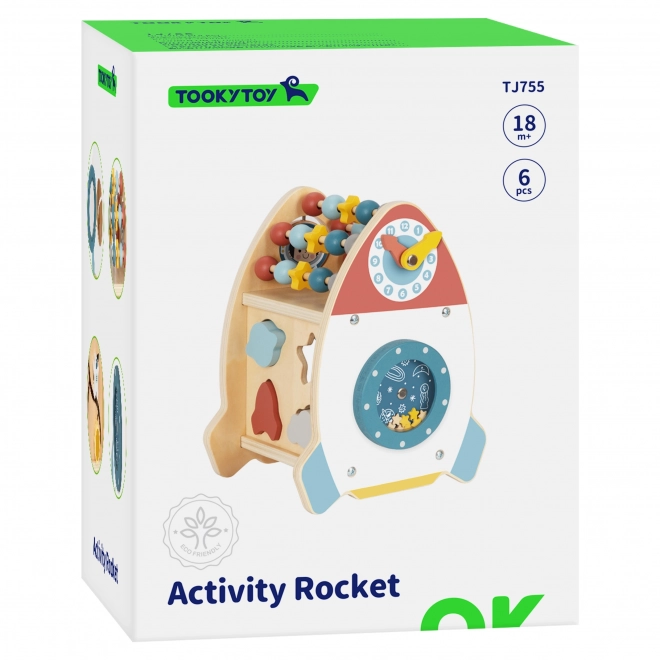 Dřevěná aktivní raketa s labyrintem Tooky Toy