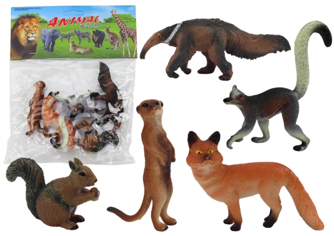 Figurky Zvířat 5 Ks: Veverka, Surikata, Mravenečník, Liška, Lemur
