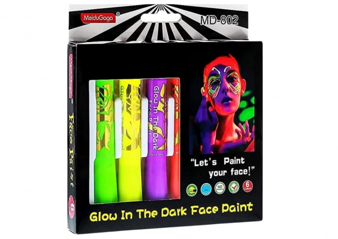 Neonová souprava na malování obličeje, fluorescenční pastelky, 6 ks