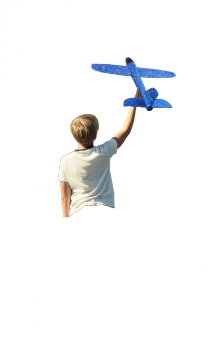 Lehký modrý polystyrénový kluzák 47 cm