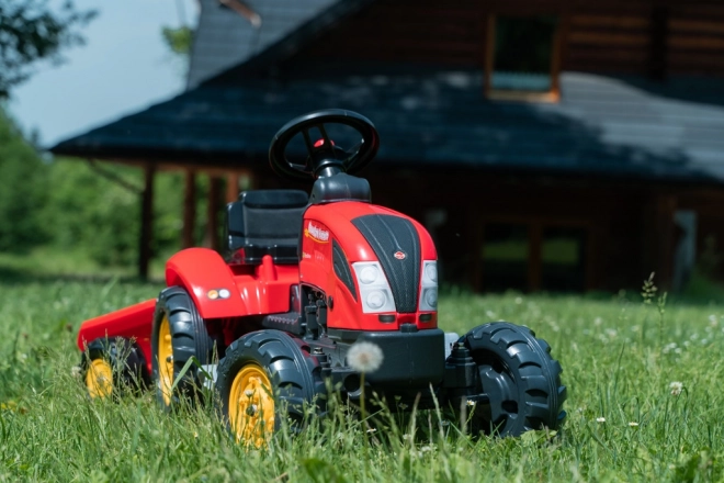Šlapací traktor s valníkem červený
