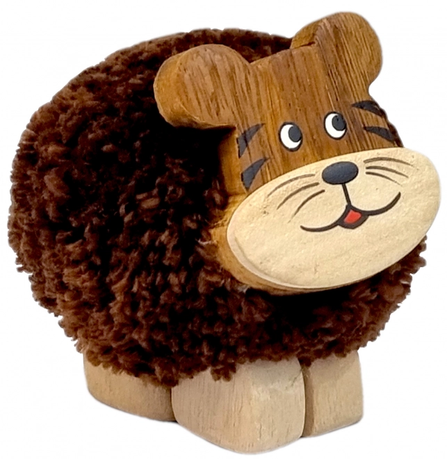 Dřevěná figurka XL Tygr s pomponem