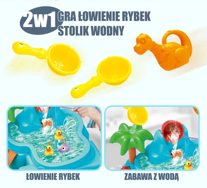 Vodní stolek 2v1 Hra na rybaření s vodopádem WOOPIE