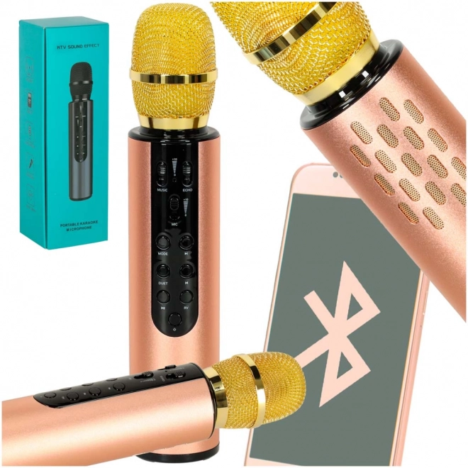 Bezdrátový mikrofon na karaoke Bluetooth černý – Zlatý